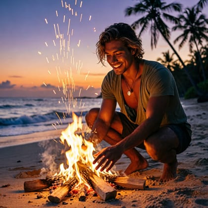 Kai, Fire pit, beach