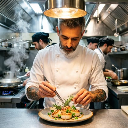 Marco, Open kitchen, plating