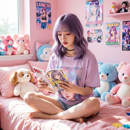 Yuna, Pastel bedroom setup