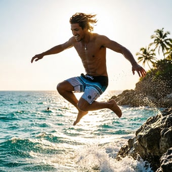 Kai, Cliff jump, silhouette