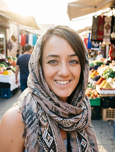 Portrait, market scarf