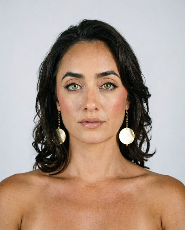 Clean AI-generated studio headshot of a character on a neutral grey backdrop