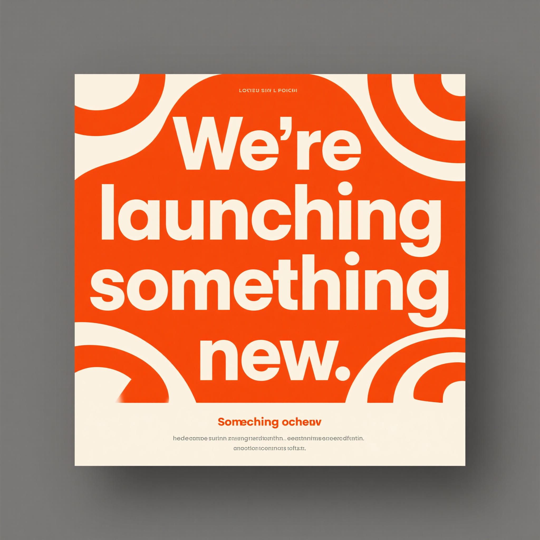 Brand Announcement example 1: A bold announcement graphic: "We're launching something new" with minimalist modern typography