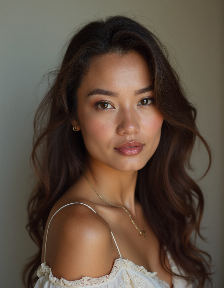 A portrait photo of a beautiful woman
