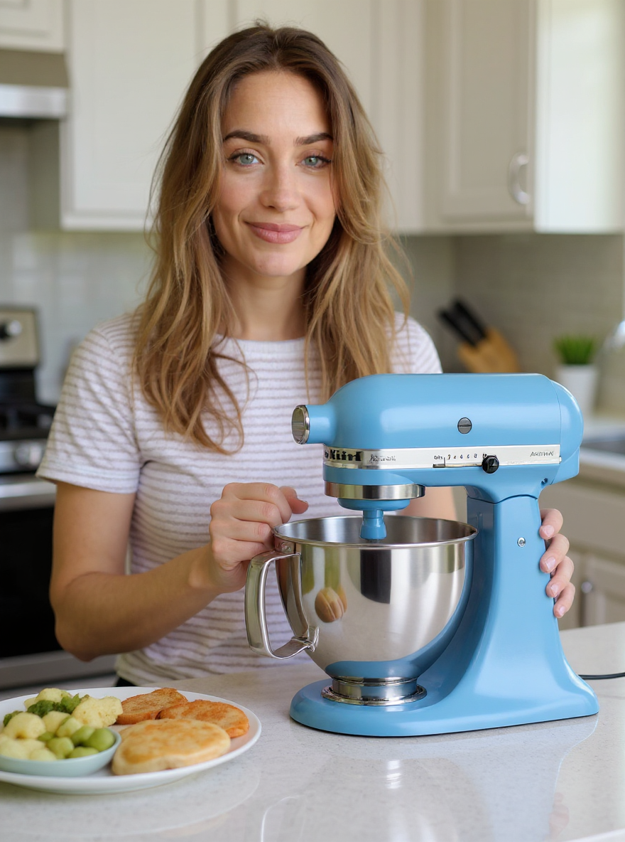 she is using this kitchenaid mixer in the kitchen