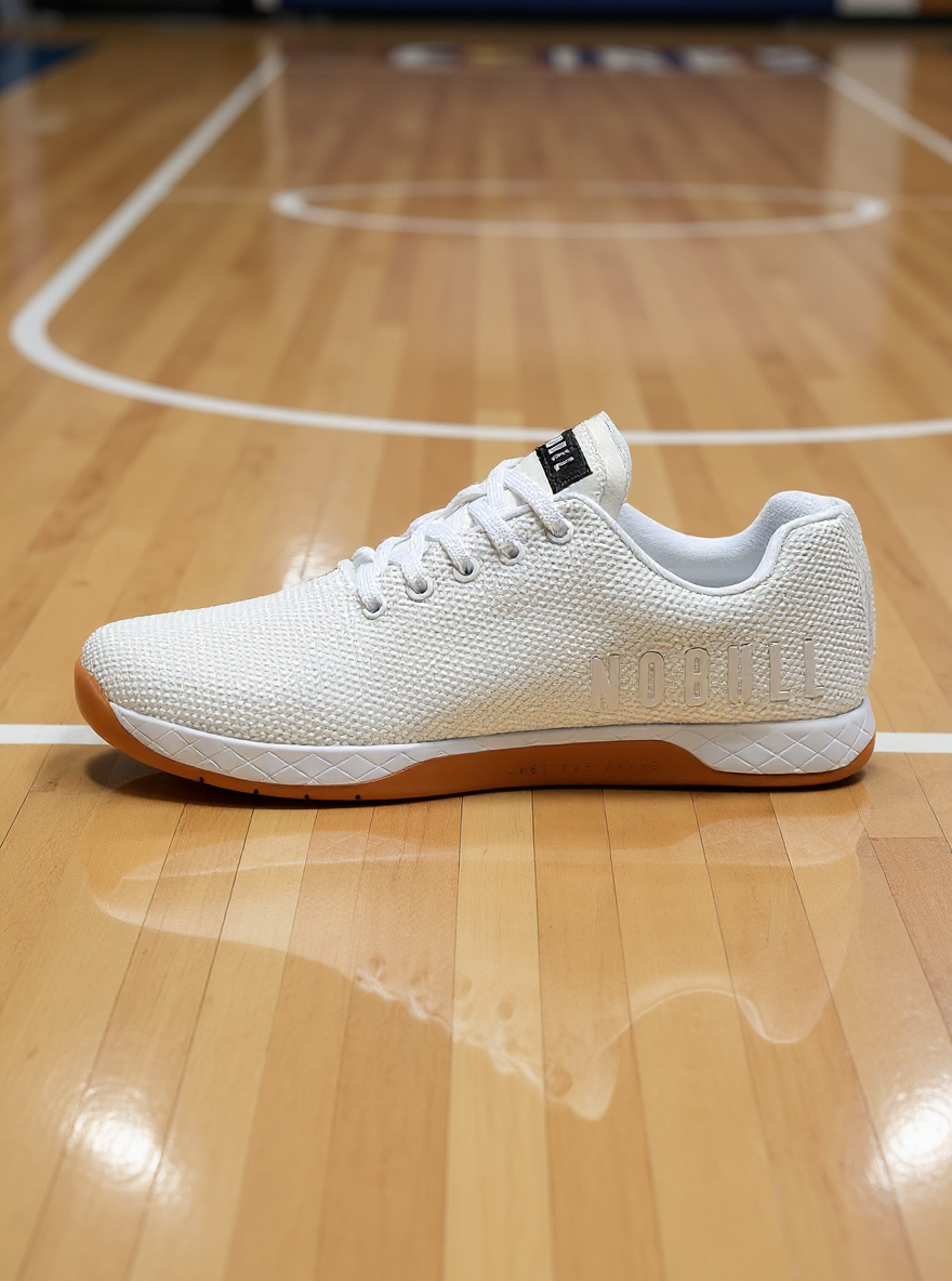 place the shoe on a basketball court